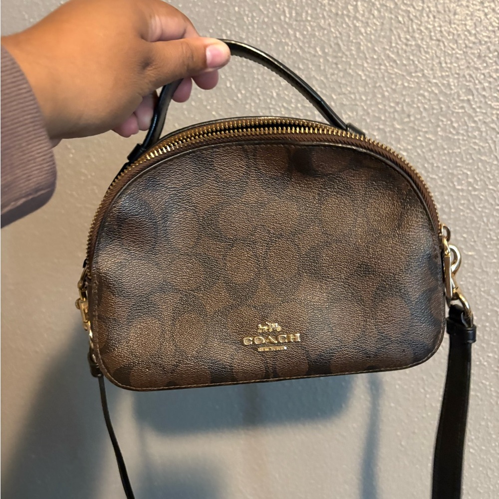 Coach Brown Crossbody Bag with Signature Monogram